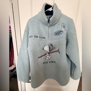 Snoopy Sherpa Fleece Pullover in Light Blue